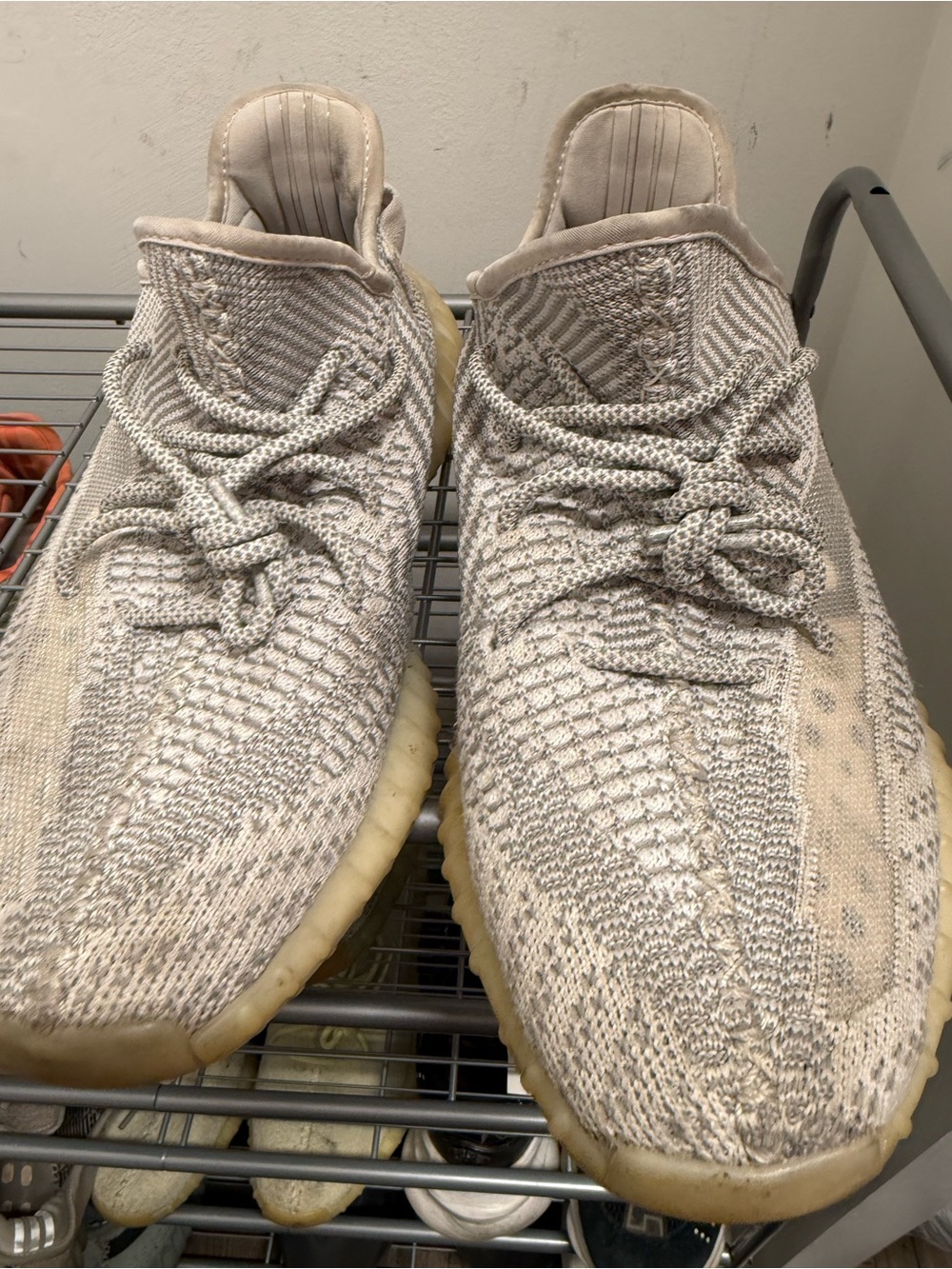 Yeezy-style Knit Sneakers in Light Beige